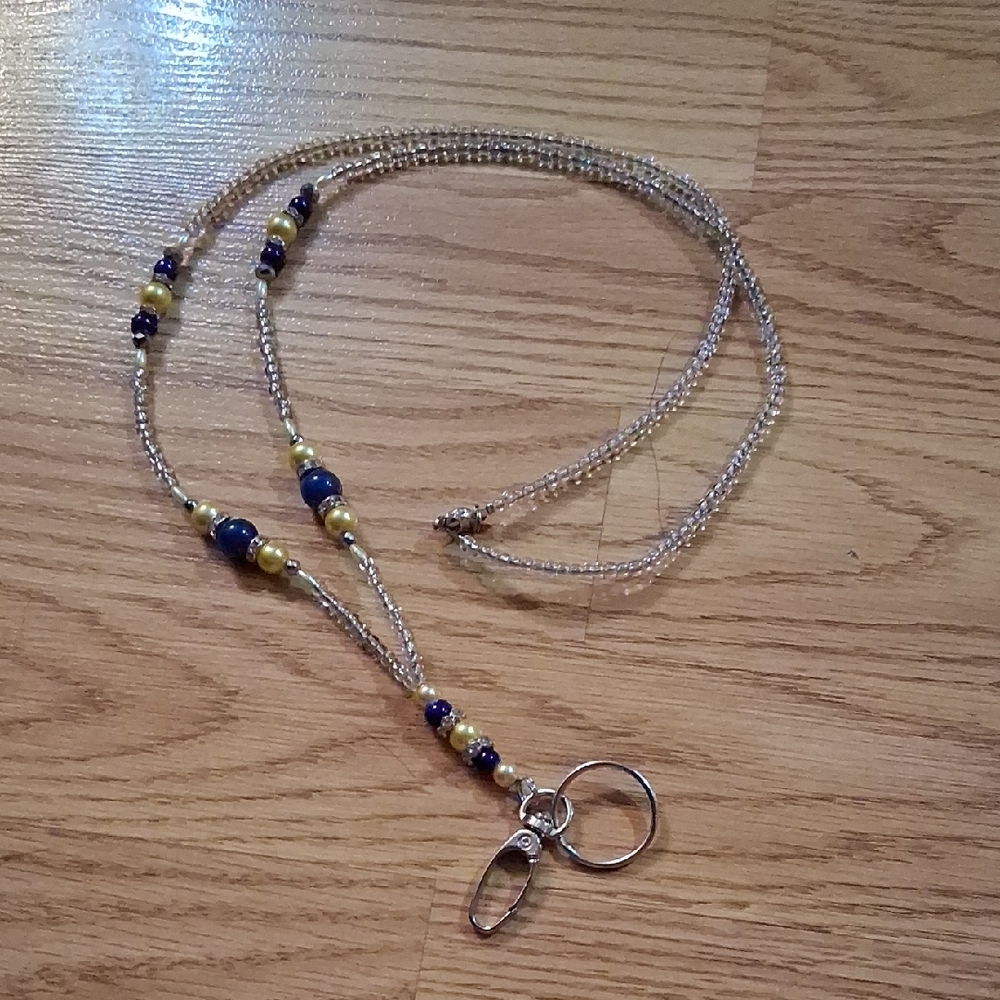 Beaded Lanyard Necklace with Key Ring